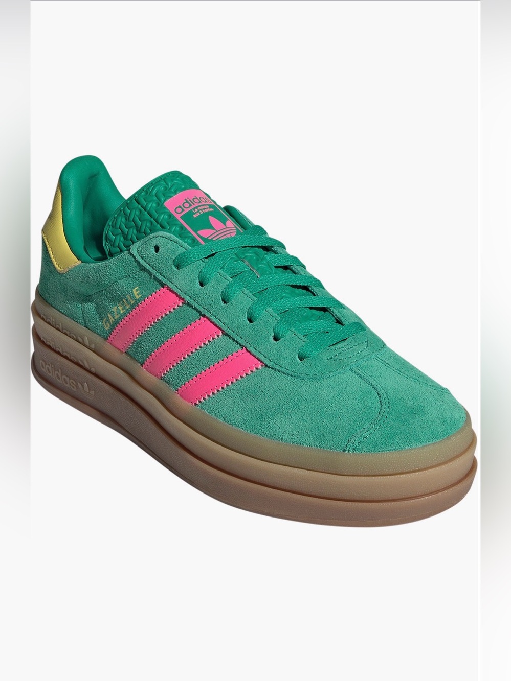 Adidas Gazelle Bold Platform Sneakers Green Pink Women’s NWT